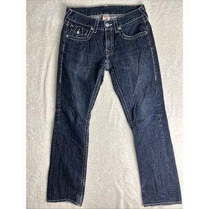True Religion Jeans Straight Leg Blue Men's Size 31 X 32 Dark Blue Flap Pockets